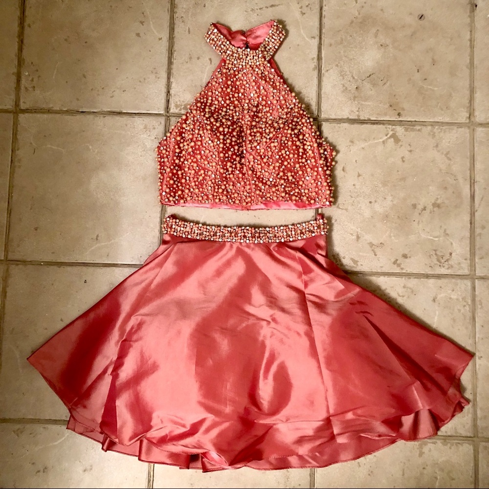 Dave and Johnny Prom/Formal Coral Two-Piece Dress